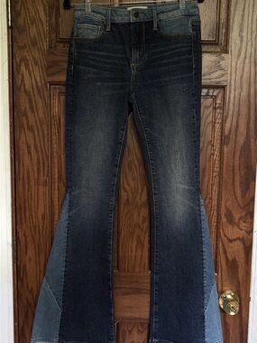 DRIFTWOOD Two-Tone Dark Blue Flare Jeans